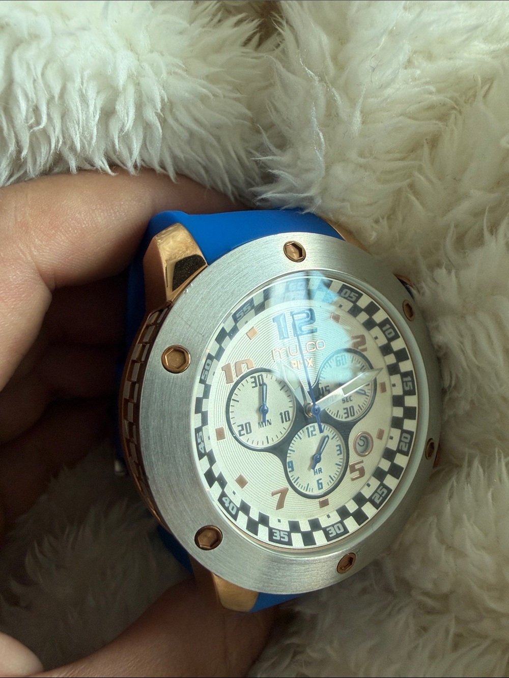 Mulco Blue and Rose Gold Sport Chronograph Watch - Picture 9 of 11